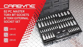 CARBYNE 62 Piece Master Torx Bit Socket Set amp Torx External Socket Set [upl. by Hsima497]