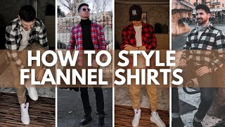 How to style flannel shirts  6 Casual Flannel Shirts Outfits for Men Lookbook [upl. by Anrat]