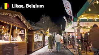 Liège Belgium 🎄 Christmas Market 2023  Evening Walk 4K  DJI Osmo Pocket 3 🇧🇪 [upl. by Lertnom]