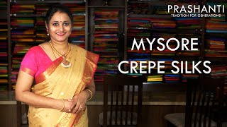 Mysore Crepe Silk Saree  Prashanti [upl. by Carlile243]