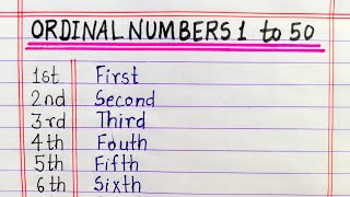 Ordinal Numbers 1 to 50  1 to 50 Ordinal numbers spelling  150 Ordinal numbers [upl. by Pooh]