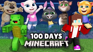 JJ and Mikey SURVIVED 100 days with TALKING TOM and Friends in Minecraft Maizen [upl. by Tamara]