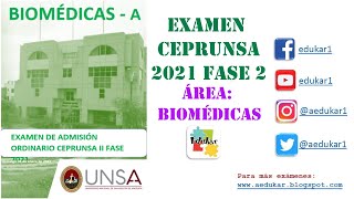 SOLUCIONARIO EXAMEN CEPRUNSA FASE II 2021  BIOMÉDICAS [upl. by Esmond]