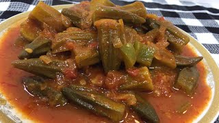 OKRA OR BAMIA SALONA OR OKRA STEW ARABIC DISH  Ladyfingers  How to cook bindi [upl. by Annazor]