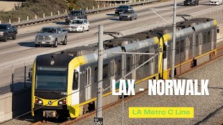 LA Metro C Line LAX to Norwalk Full Route  Line to Line [upl. by Ellemrac326]