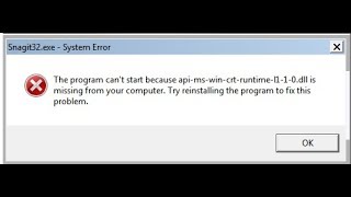 the program cant start because apimswincrtruntimel110dll is missing from your computer [upl. by Ssew46]