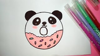 HOW TO DRAW A CUTE PANDA DONUT  EASY DRAWING STEP BY STEP [upl. by Akinirt]