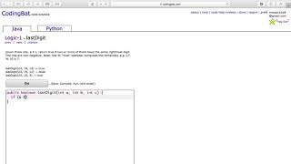 Logic 1 lastDigit Java Tutorial  codingbat com [upl. by Ainud]