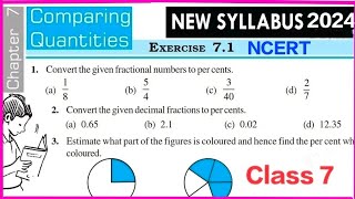 Comparing quantities  Exercise 71  Class 7 Maths chapter 7  NCERT New Syllabus 2024 [upl. by Obmar]