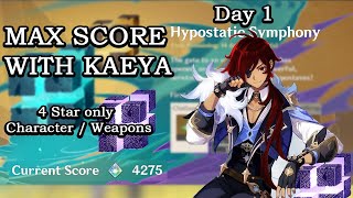 Hypostatic Symphony Day One Max DifficultyScore with Kaeya  Genshin Impact [upl. by Alejandro]