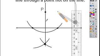 Geometric constructions perpendicular line through a point off the line  Geometry  Khan Academy [upl. by Nerot]