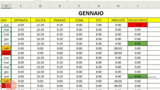 Gestione Ore Lavorative Excel Parte Prima [upl. by Nessim78]