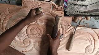 wood carving design bed hand carving designs [upl. by Mrots]