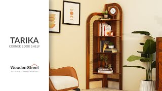 Tarika Sheesham Wood and Cane 4 Tier Corner Book Shelf  Corner Bookshelf Design  WoodenStreet [upl. by Naret47]