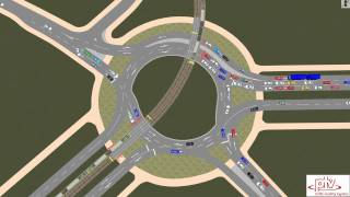 PTV Vissim A Roundabout with Tram Priority [upl. by Nuahc]