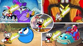 Cuphead  DLC  All Bosses Using Sword Weapon Mod [upl. by Acinahs185]