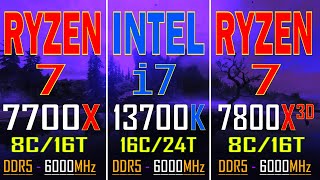 RYZEN 7 7700X vs INTEL i7 13700K vs RYYZEN 7 7800X3D  PC GAMES BENCHMARK TEST [upl. by Alecia]