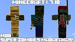 Minecraft 1710 MOD SUPER ZOMBIES MADAFAKAS Undead Plus Mod Review Español [upl. by Adniral]