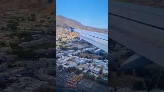 Landing in Santorini Greece  Flying over Greek Island Santorini [upl. by Olnee]