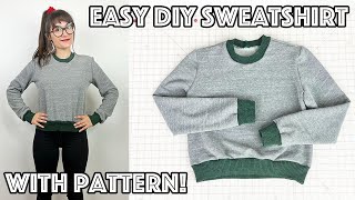 Easy DIY Unisex Crewneck Sweatshirt Sewing Tutorial With Pattern  Sew Anastasia [upl. by Zaneta883]