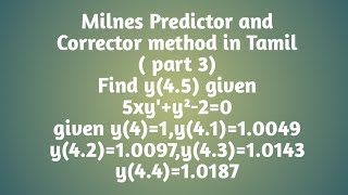 Milnes Predictor and Corrector method in Tamil  part 3 [upl. by Barling]