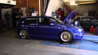 Supercharged VW Golf R32 AWD on RWD Dyno  374whp300wtq [upl. by Westphal]