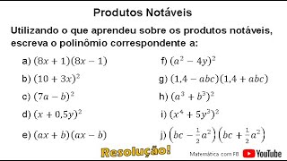 Utilizando o que aprendeu sobre os produtos notáveis escreva o polinômio correspondente [upl. by Nosecyrb]