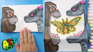 How to Draw Godzilla x Kong x Mothra Surprise fold [upl. by Aisats219]