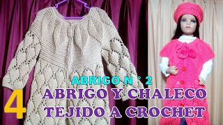 PARTE 4 Como tejer el Abrigo N° 2 chompón saco o suéter largo a crochet para bebes niñas y damas [upl. by Kceb]