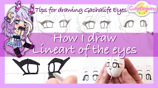 How to draw Gachalife Eyes Lineart Tutorial Step by step Gachaclub [upl. by Anyotal]