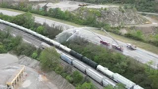 Drone footage shows crews respond to train chemical leak [upl. by Oigroig209]