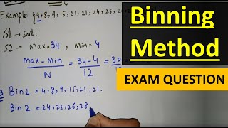 EXAM QUESTION  binning method in data mining in hindi urdu binning methods for data smoothing [upl. by Hajan]