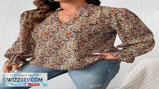 SHEIN Frenchy Plus Ditsy Floral Print Flounce Sleeve Blouse SHEIN USA Review [upl. by Atla650]