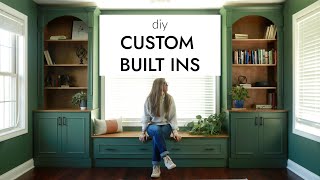 Building Custom DIY Built In Cabinets with Shelves and Storage Bench [upl. by Silvan59]