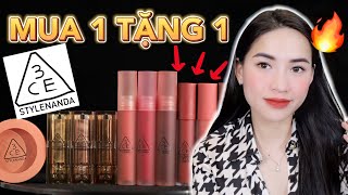 REVIEW 3CE Son Tint Lì Blur Water Tint và Soft Matte Lipstick  Mua 1 tặng 1 SIÊU HỜI [upl. by Annahvas]