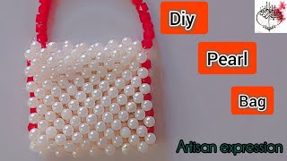 Diy pearl bag ✨️👛 Pearl bag making tutorial pearl bag making at home trending jewelry fashion [upl. by Olvan248]