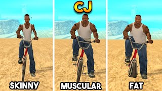 SKINNY CJ VS MUSCULAR CJ VS FAT CJ GTA SAN ANDREAS COMPARISON [upl. by Tiffy]