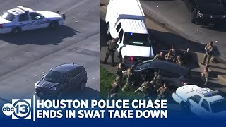 RAW VIDEO Police chase across Houston in morning rush hour ends in SWAT take down of suspect [upl. by Noiramaj222]