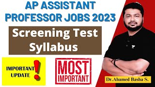 Screening Test Syllabus  AP Assistant Professor Jobs 2023 apassistantprofessorjobs [upl. by Aicilana51]