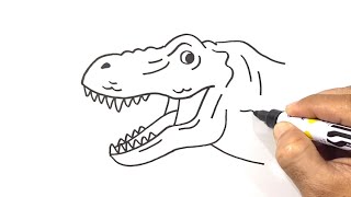 How to Draw TRex Head easy Step by Step [upl. by Ahtaela599]