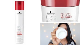 Smoothened Hair Care  Schwarzkopf BC Bonacure Repair Rescue Reversilane Shampoo amp Mask Review [upl. by Naillik226]