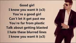 Robin Thicke  Blurred Lines feat TI and Pharrell Lyrics on Screen HD [upl. by Alegna]