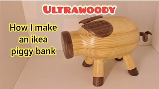 wood turning a beautiful piggy bank from an Ikea bed [upl. by Chladek893]