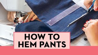 How to EASILY Hem Pants At Home  Beginner Sewing Tutorial  Good Housekeeping [upl. by Eneryt470]