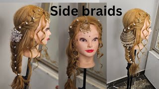 side braids trending hairstyle engagement hairstyle effortless hairstyle walima hairstyle [upl. by Dnalwor791]