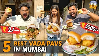 Trying 5 BEST VADA PAV in MUMBAI😍 MUMBAI STREET FOOD CHALLENGE🔥 Ep720 [upl. by Herahab]