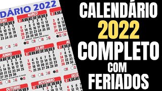 CALENDÁRIO 2022 COMPLETO COM FERIADOS NACIONAIS E LUAS DE 2022 [upl. by Akinhoj]