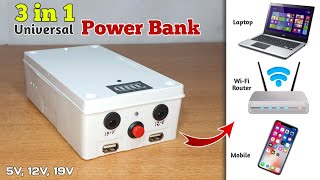 How to Make 3 in 1 Universal Power Bank  Laptop Power Bank  12V Power Bank [upl. by Eelta]