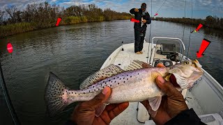 Epic Speckled Trout Fishing In The Marsh Near Galveston Tx  Eat Whatever We Catch [upl. by Eirol]