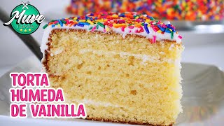 TORTA HÚMEDA DE VAINILLA con buttercream súper ESPONJOSA  Muve Flavors [upl. by Ahsa]